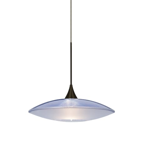 Besa Lighting Spazio Cord Pendant, Blue/Frost, Bronze, 1x3W LED 1XT-6294BL-LED-BR